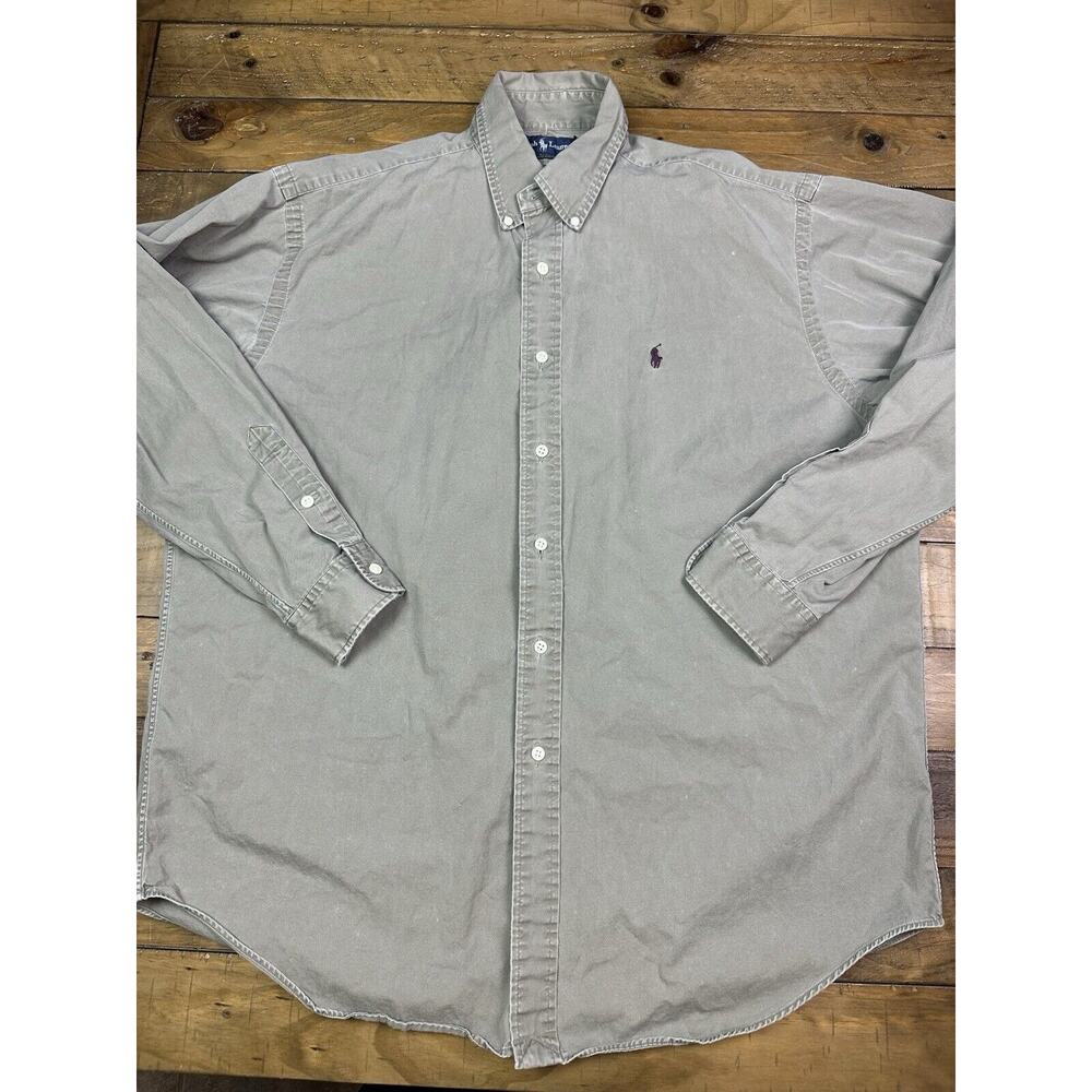 Polo Ralph Lauren long sleeve shirt beige tan Gray Blake oversized Mens Large